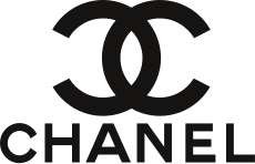 Black Chanel logo with interlocking C's and 'CHANEL' text on a green background