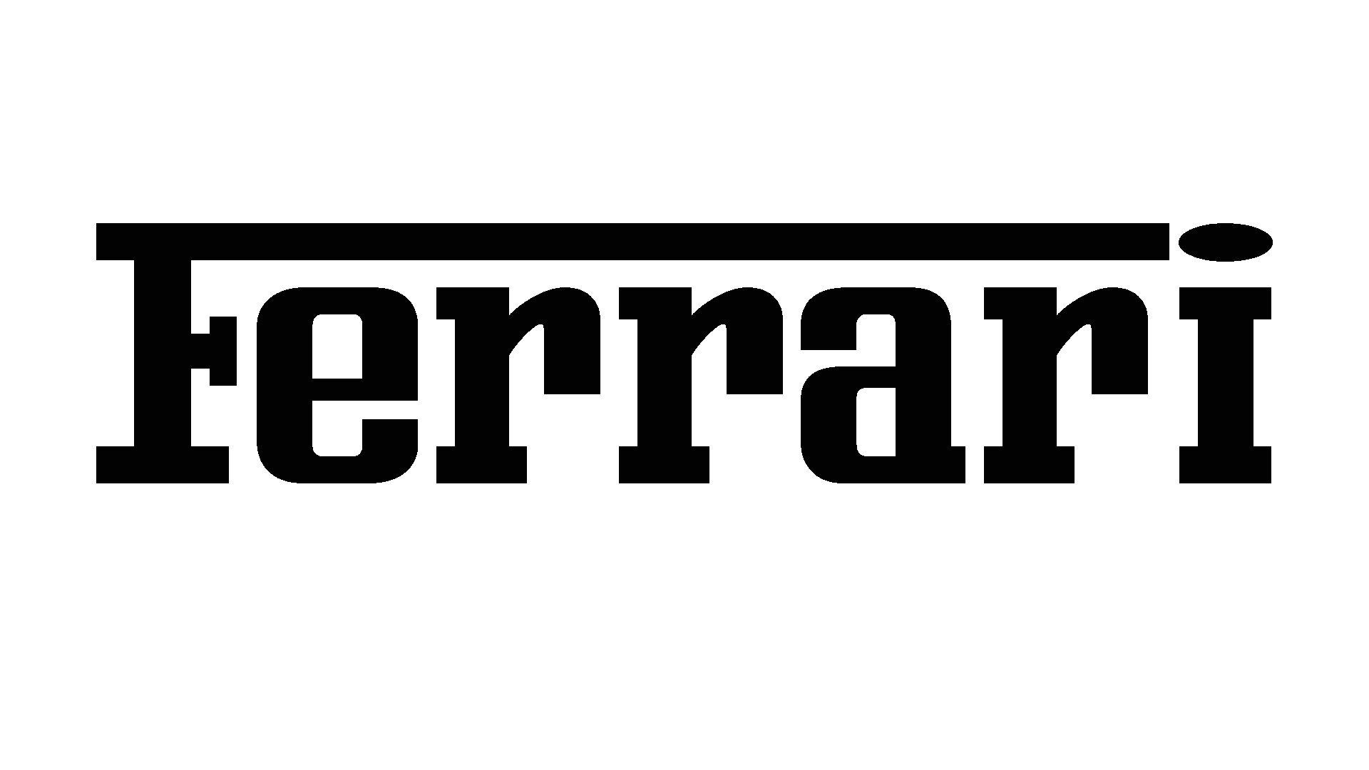 Black Ferrari logo on a green background.