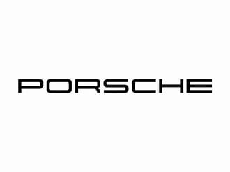 The Porsche logo, featuring the brand name in a sleek, black, sans-serif font on a white background.