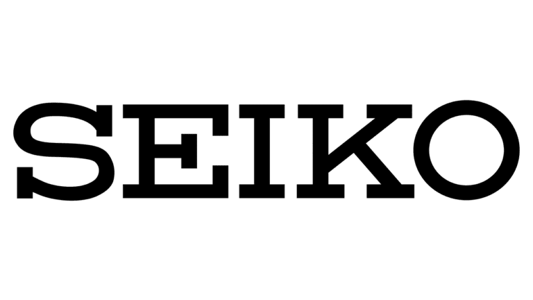 The Seiko logo, a black serif wordmark on a dark green background.