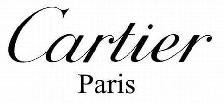 The Cartier Paris logo, featuring elegant black script on a white background, representing luxury and French heritage.